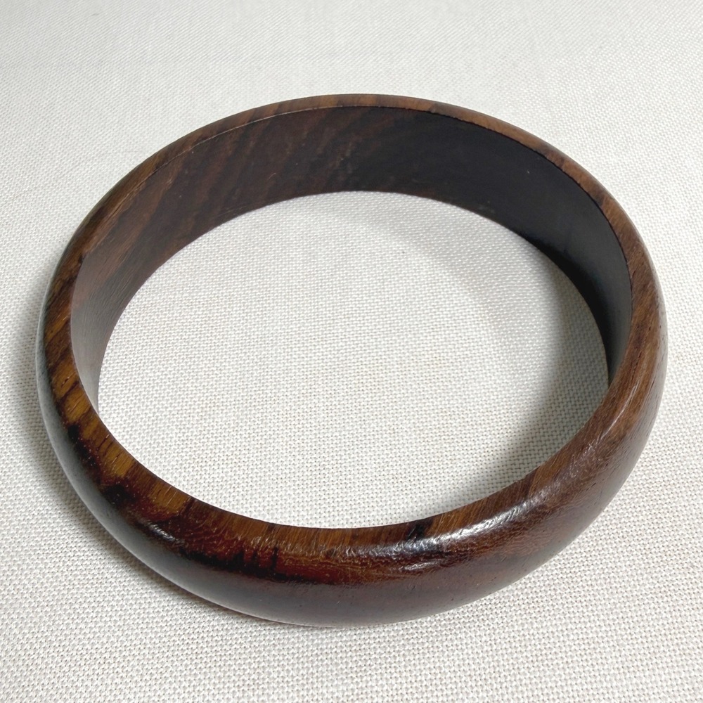 Wood Bangle Bracelet Women 8 in Dark Brown Boho Natural Earthy Jewelry